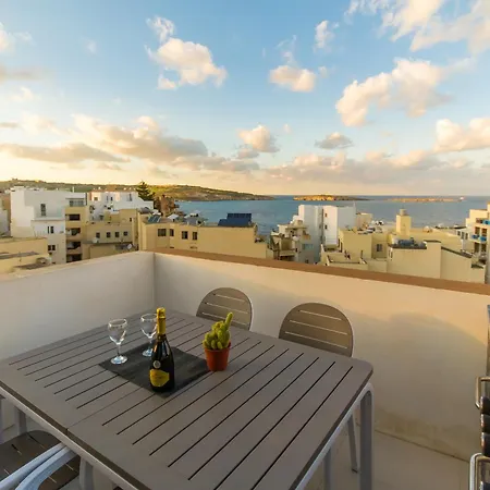Sunset And Sea Views Apart St Paul's Bay - Happy Apartment *